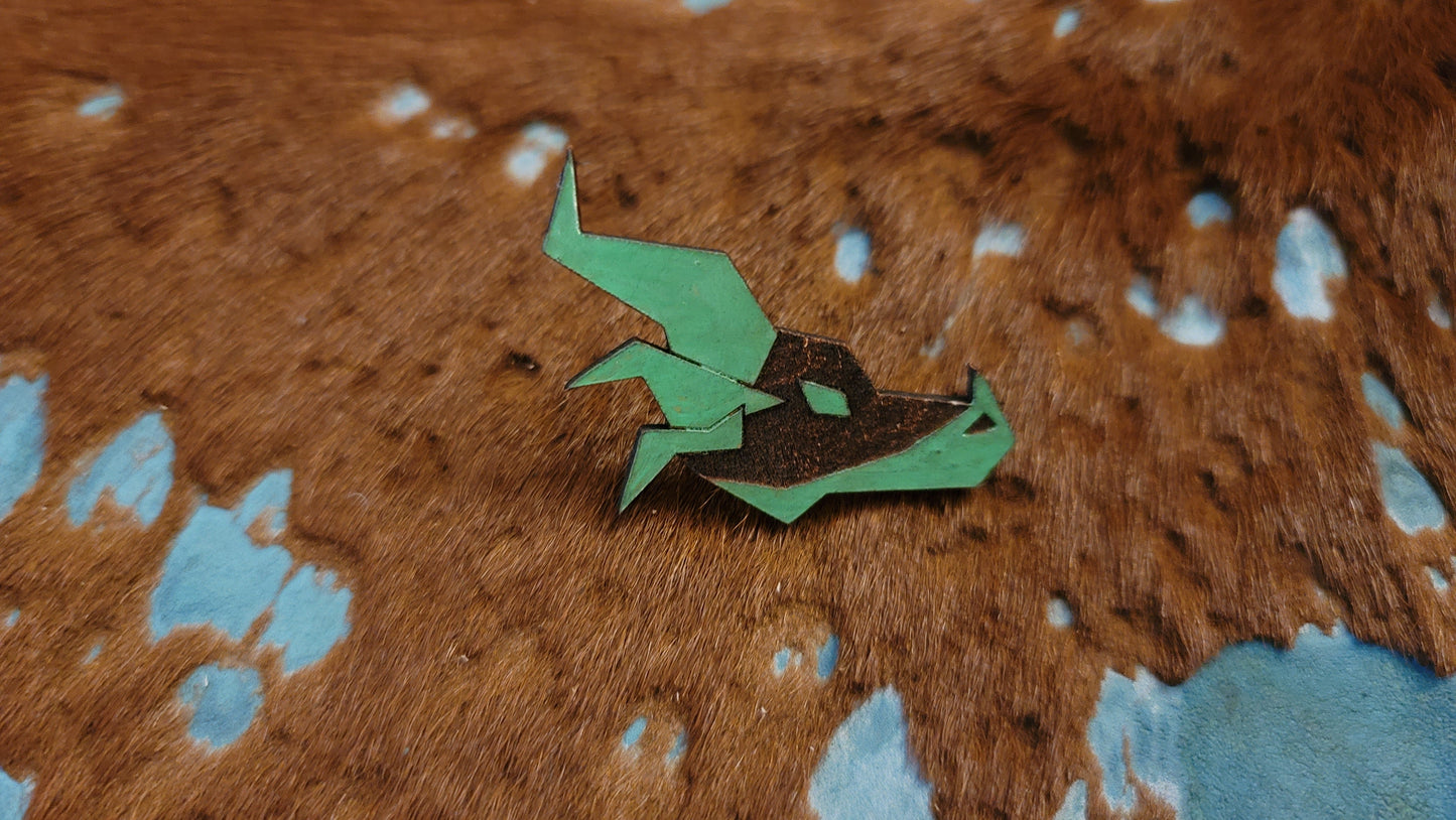 Furry Dragon Head UV GLOW Leather Pins Lapel