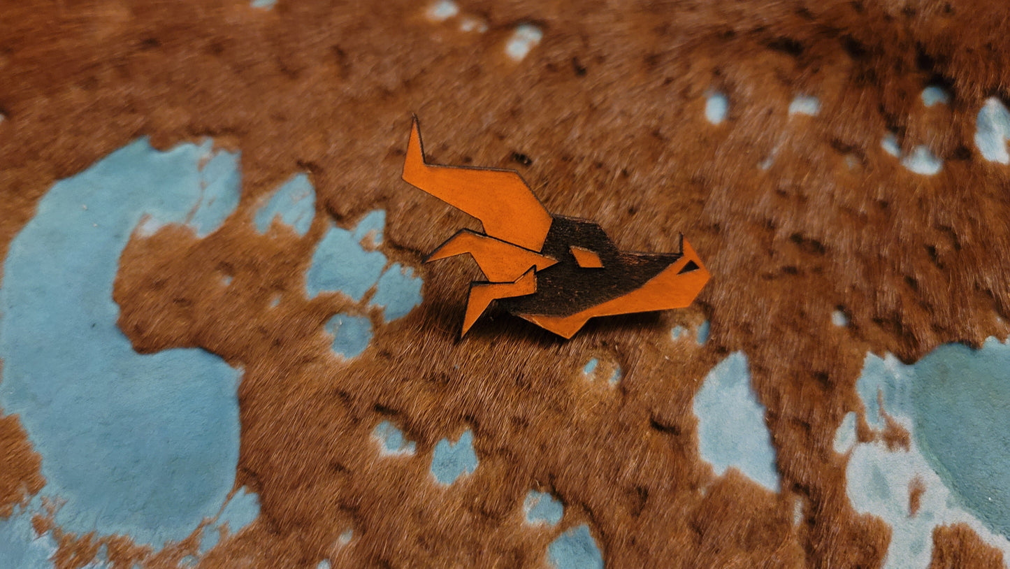 Furry Dragon Head UV GLOW Leather Pins Lapel