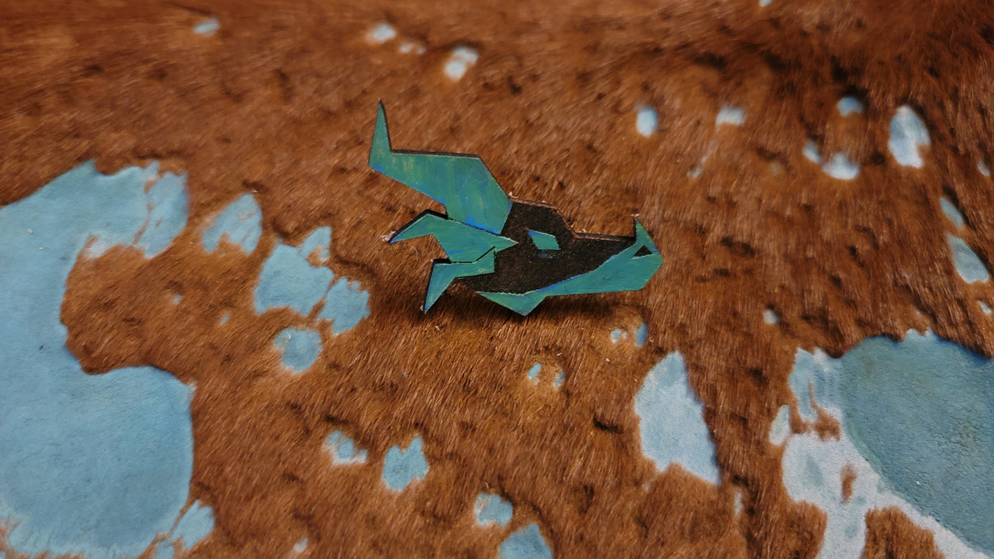 Furry Dragon Head UV GLOW Leather Pins Lapel