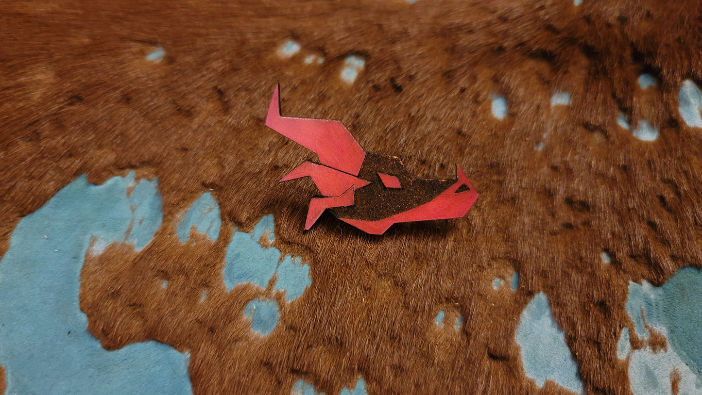 Furry Dragon Head UV GLOW Leather Pins Lapel