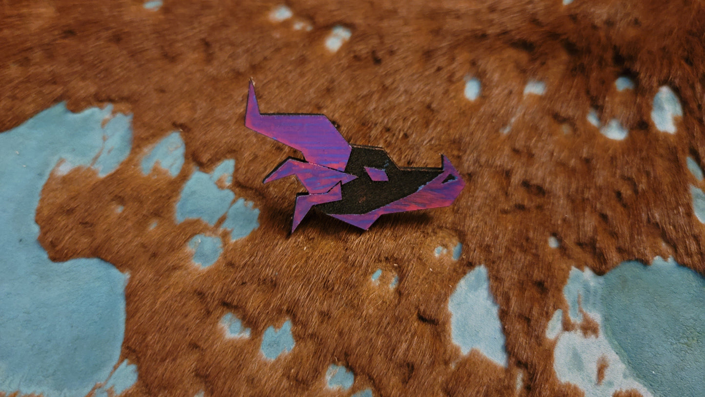 Furry Dragon Head UV GLOW Leather Pins Lapel