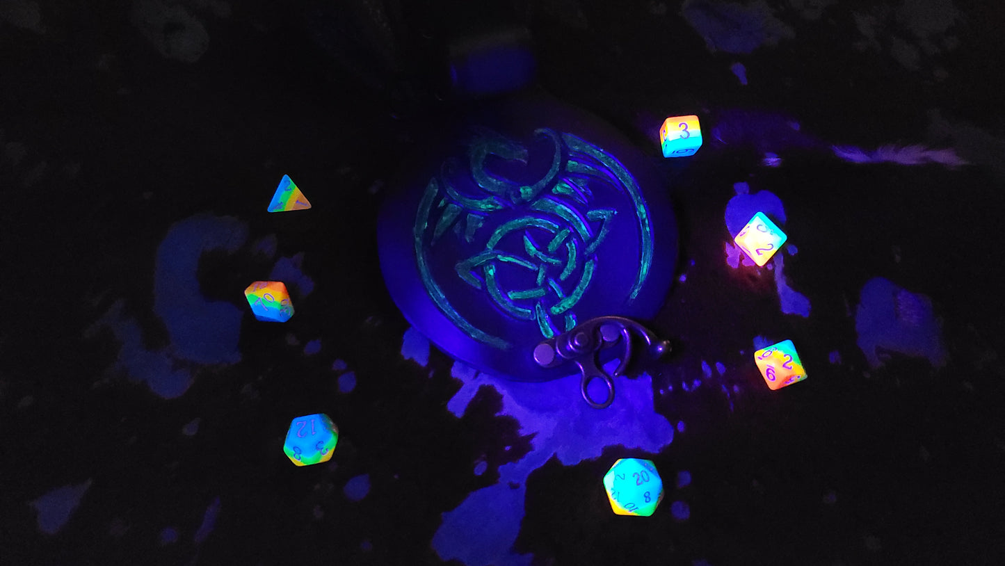 Large Celtic Dragon Leather Dice Bag