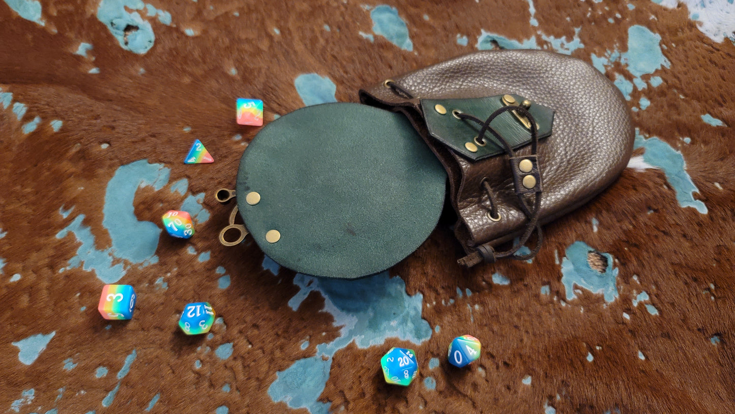 Large Celtic Dragon Leather Dice Bag