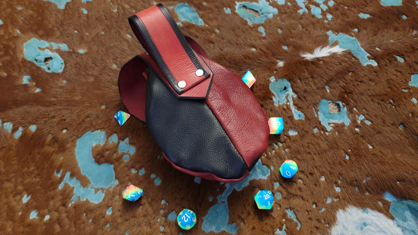 Large Leather Dragon Head Dice Bag, GLOWS in the Dark