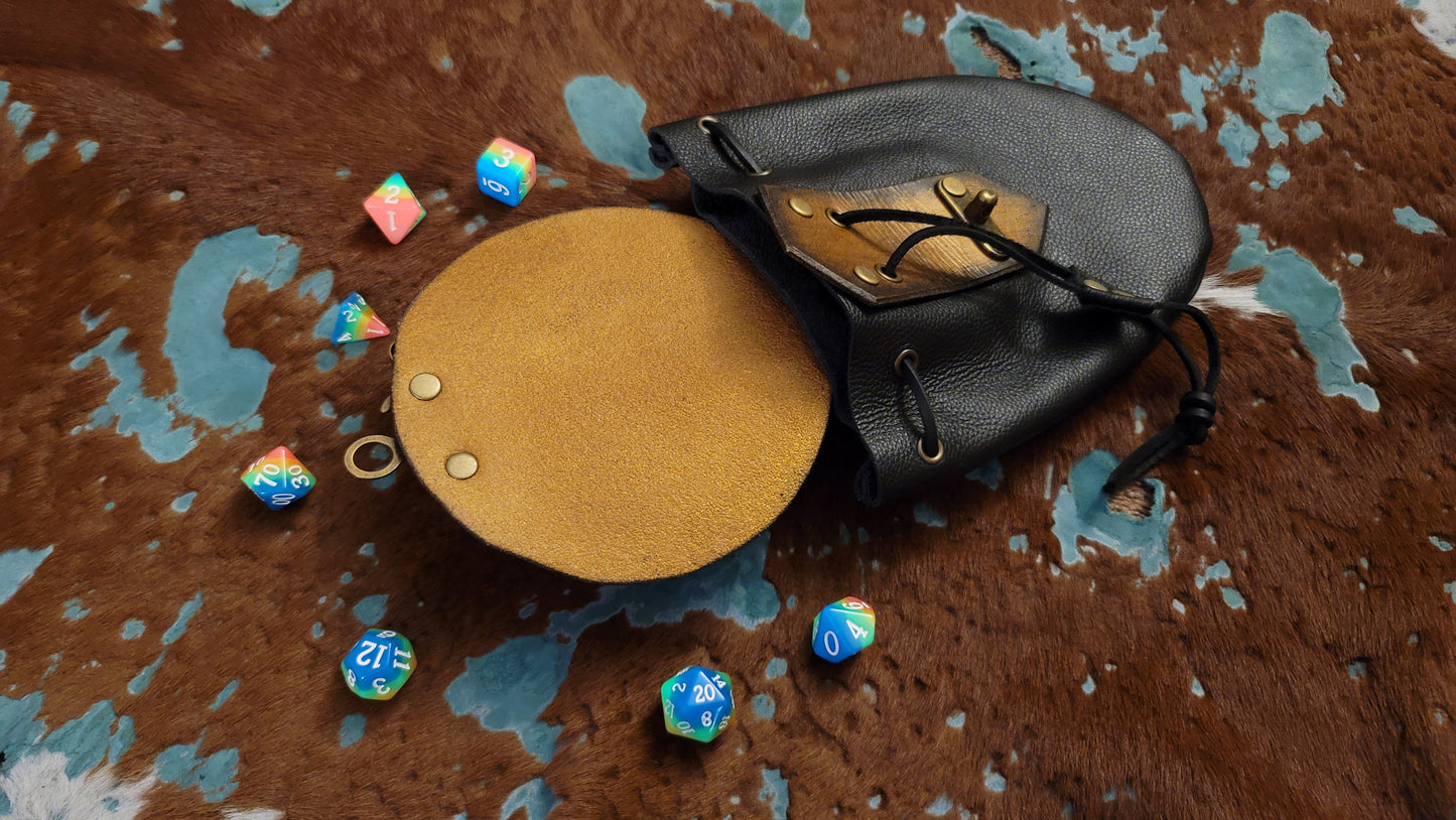 Large Golden Lightning Dragon Leather Dice Bag