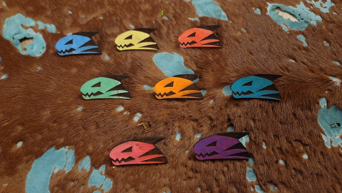 Furry Shark Head UV GLOW Leather Pins Lapel
