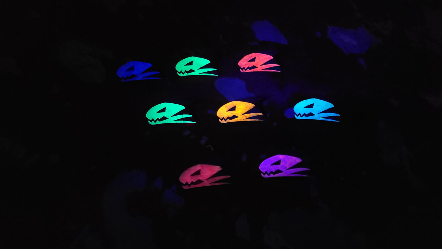 Furry Shark Head UV GLOW Leather Pins Lapel