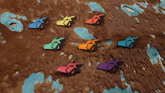 Furry Hawk Head UV GLOW Leather Pins Lapel