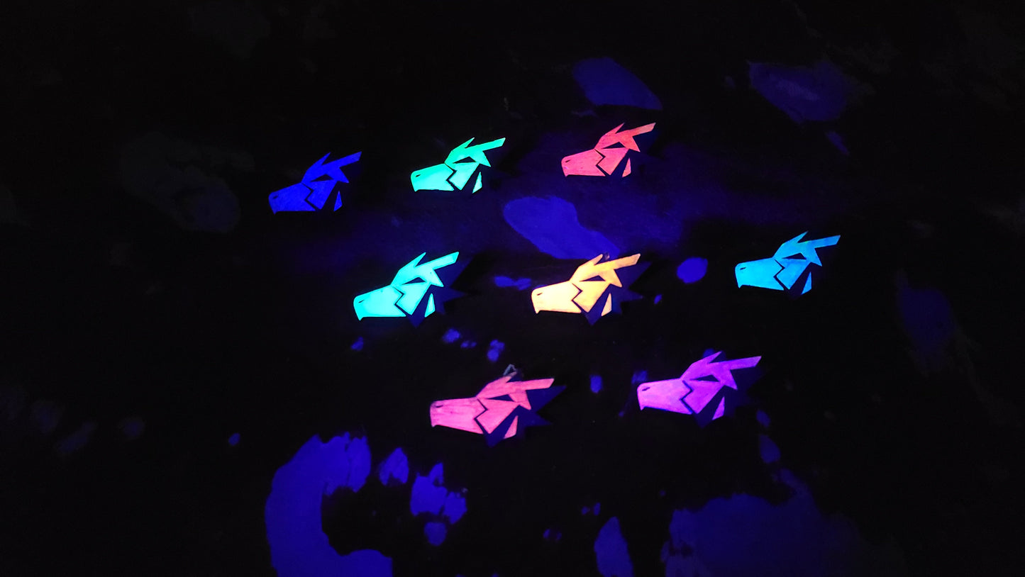 Furry Hawk Head UV GLOW Leather Pins Lapel