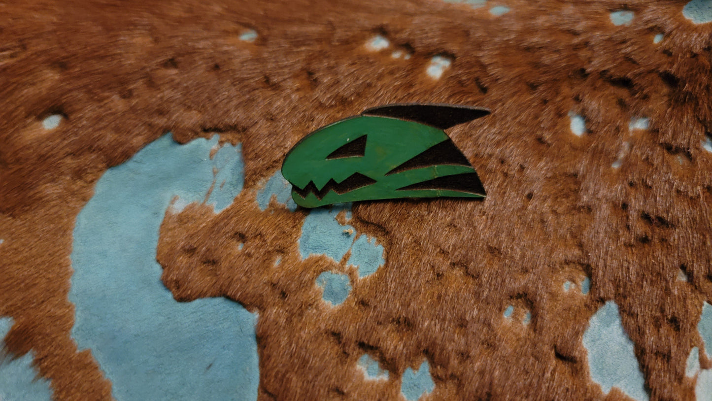 Furry Shark Head UV GLOW Leather Pins Lapel