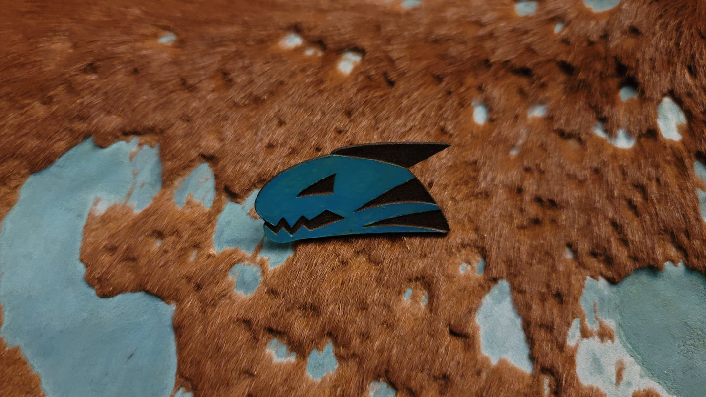 Furry Shark Head UV GLOW Leather Pins Lapel