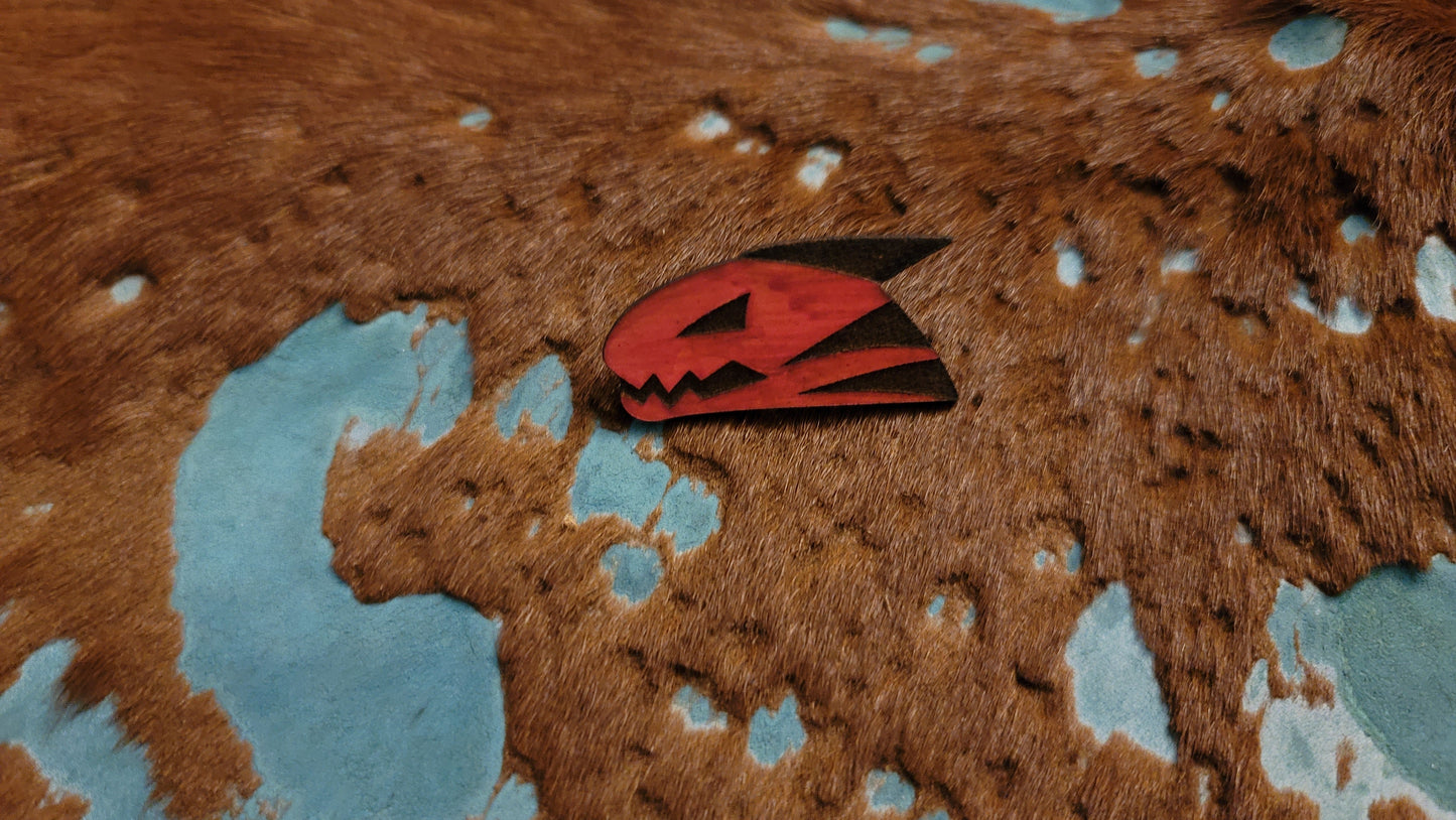 Furry Shark Head UV GLOW Leather Pins Lapel