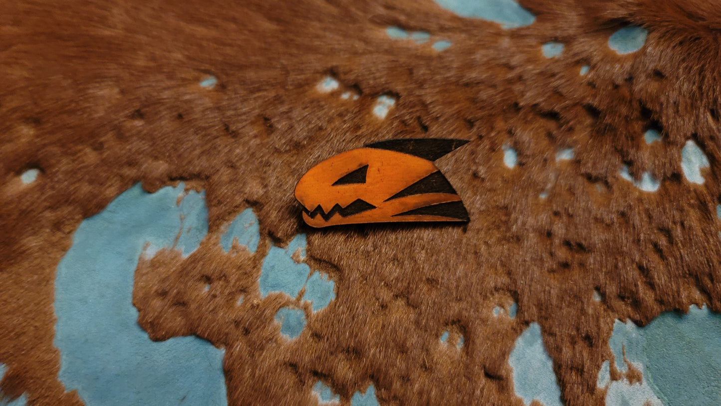 Furry Shark Head UV GLOW Leather Pins Lapel