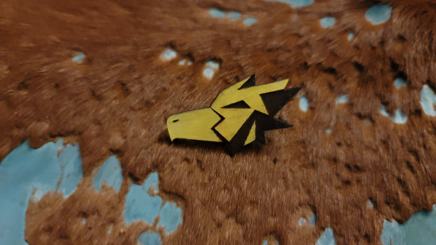 Furry Hawk Head UV GLOW Leather Pins Lapel