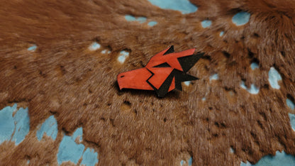 Furry Hawk Head UV GLOW Leather Pins Lapel