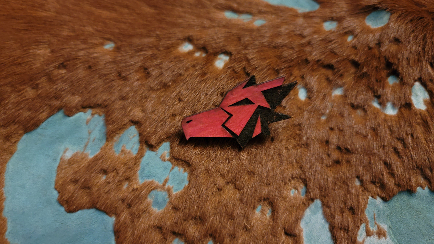 Furry Hawk Head UV GLOW Leather Pins Lapel