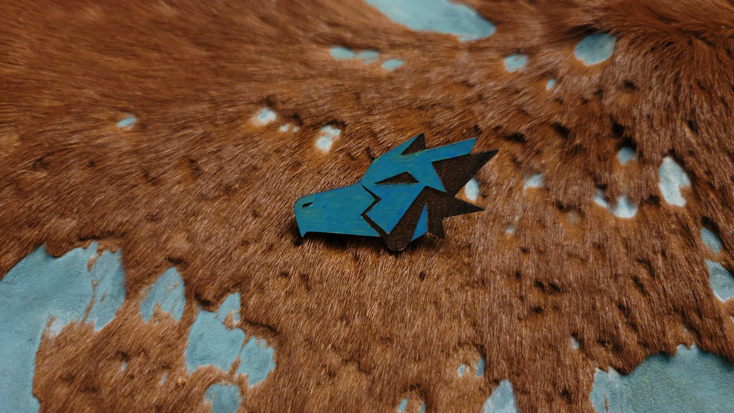 Furry Hawk Head UV GLOW Leather Pins Lapel