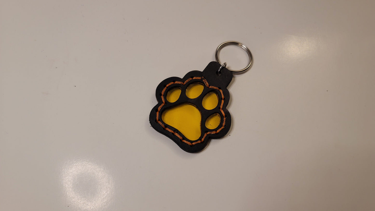 Tough Hide See-Through Windowed Pawprint Keychains Fob