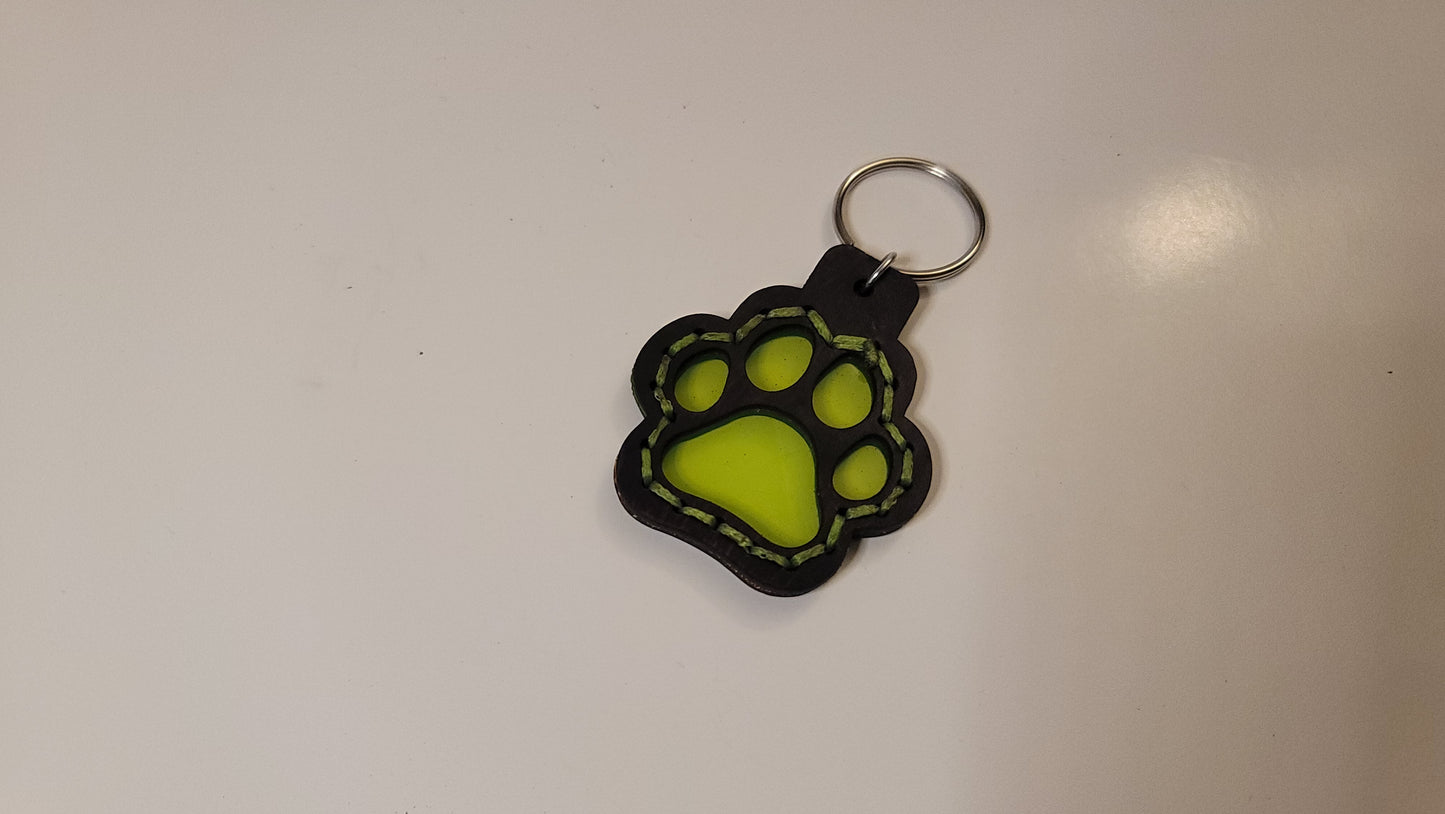 Tough Hide See-Through Windowed Pawprint Keychains Fob
