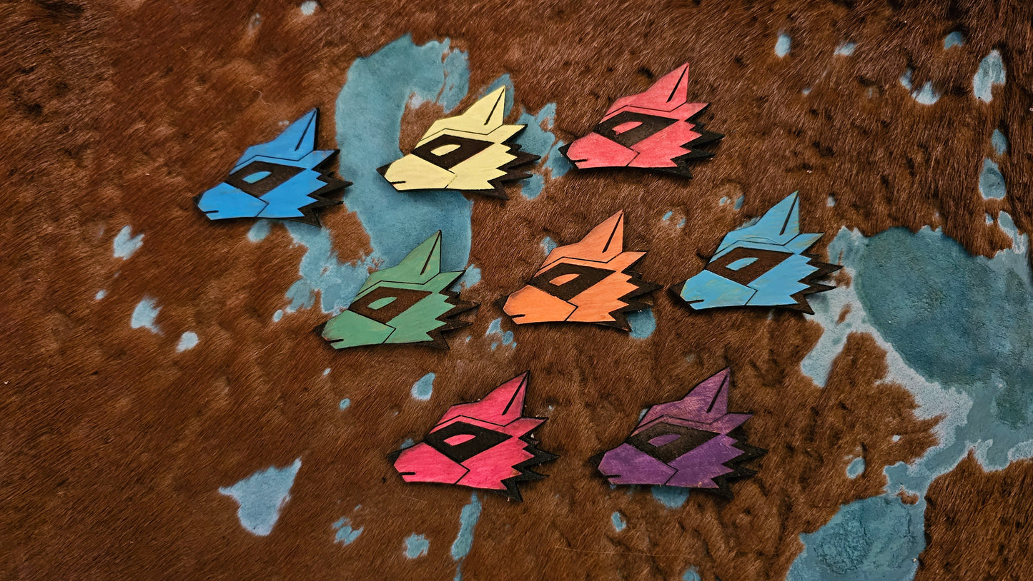 Furry Raccoon UV GLOW Leather Pins Lapel