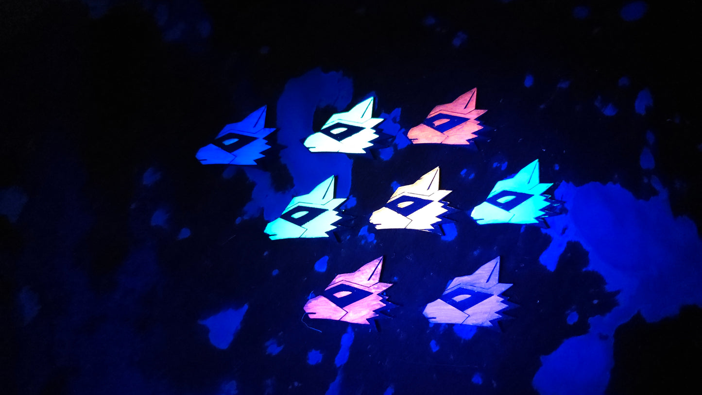 Furry Raccoon UV GLOW Leather Pins Lapel