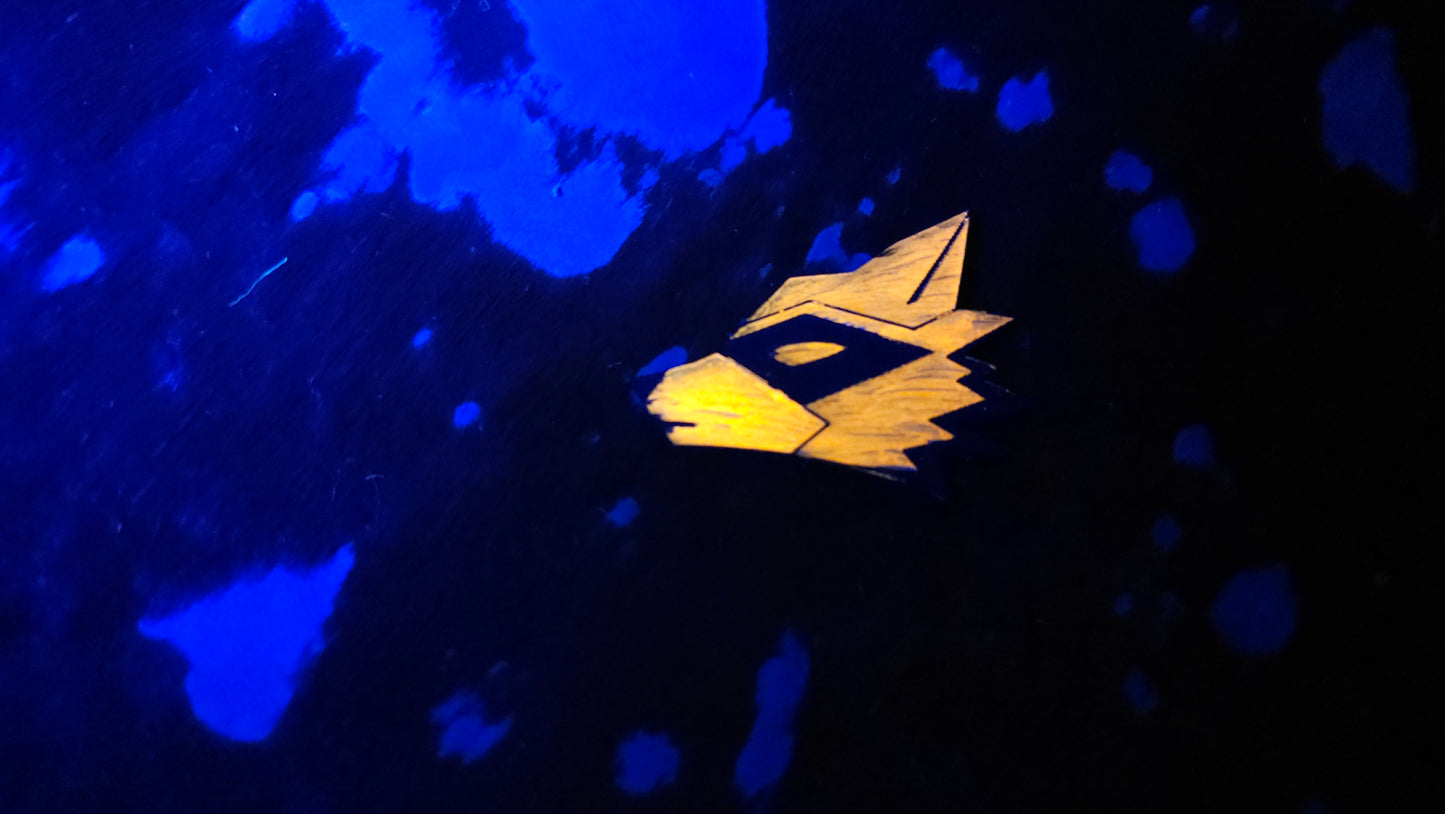 Furry Raccoon UV GLOW Leather Pins Lapel