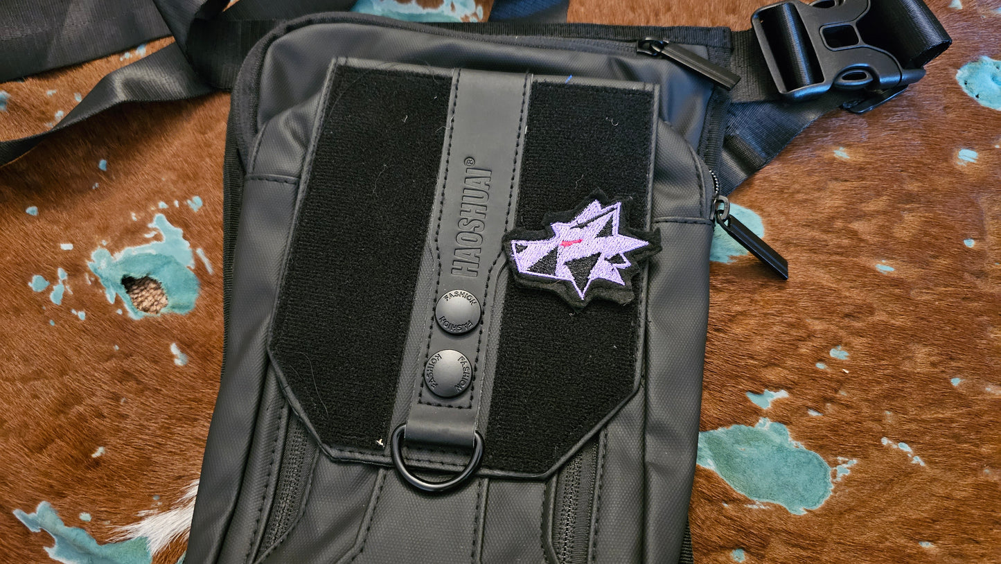 Wolf Head Embroidery Patch with Velcro backing for Hip Pouch