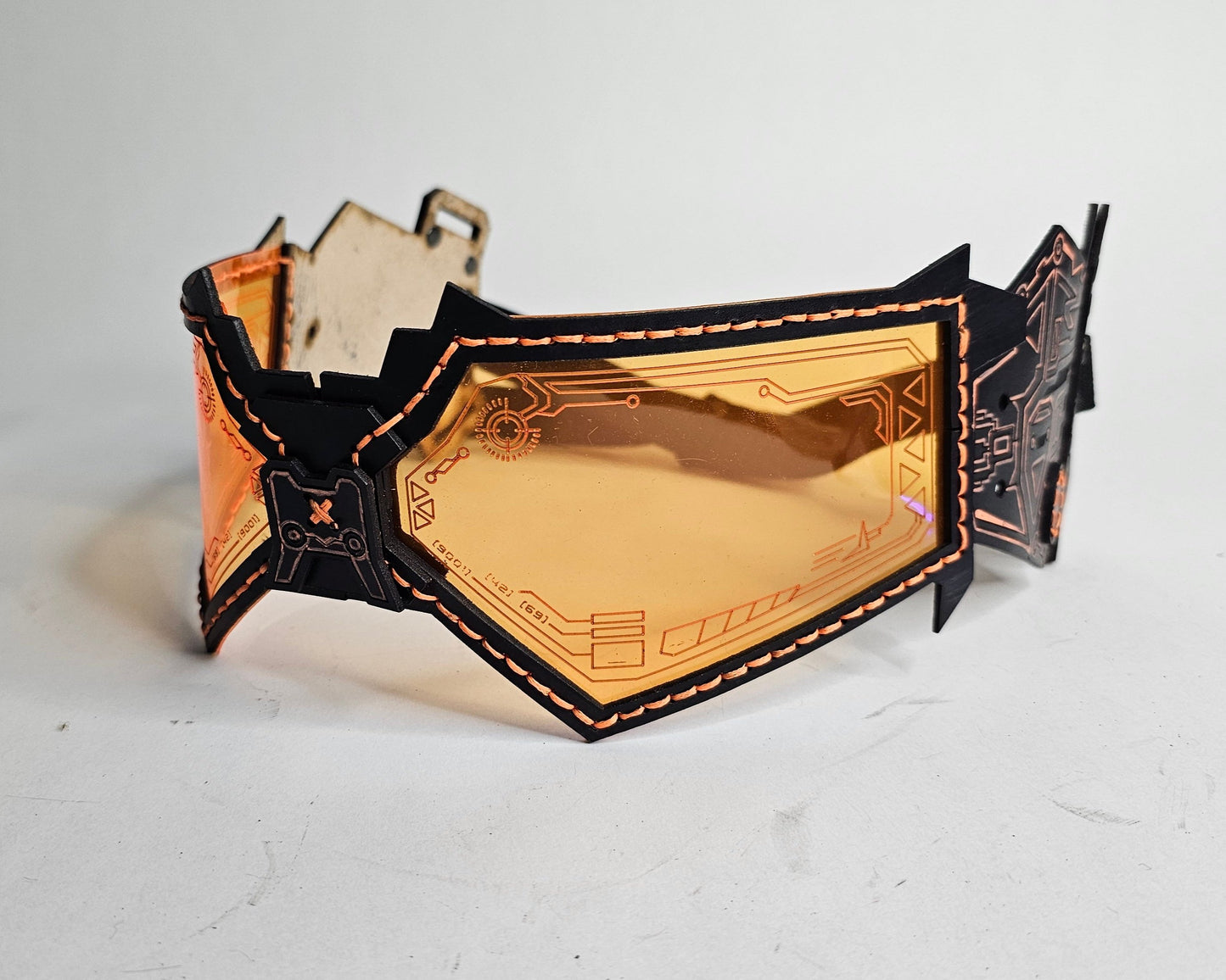 Orange UV Reactive Future Punk Cyber Goggles Visor for Furry Fursuit Head