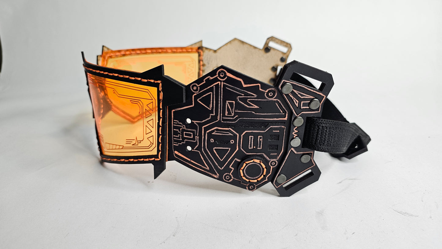 Orange UV Reactive Future Punk Cyber Goggles Visor for Furry Fursuit Head