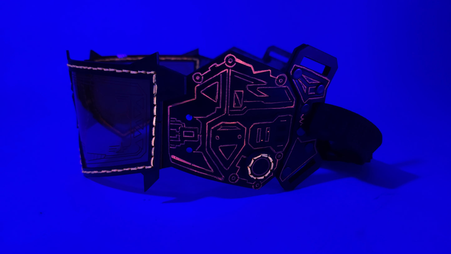 Orange UV Reactive Future Punk Cyber Goggles Visor for Furry Fursuit Head