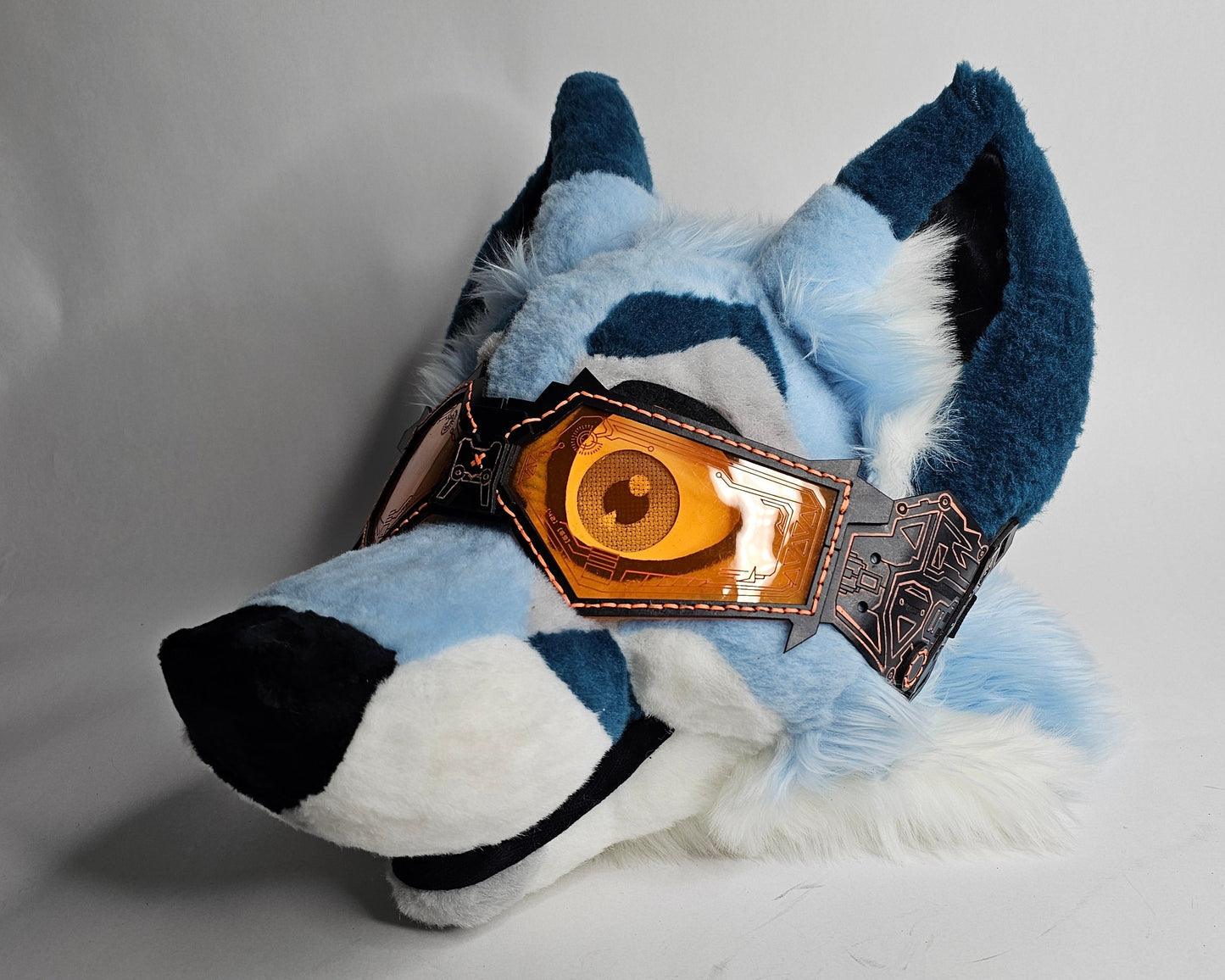 Blue UV Reactive Future Punk Cyber Goggles Visor for Furry Fursuit Head