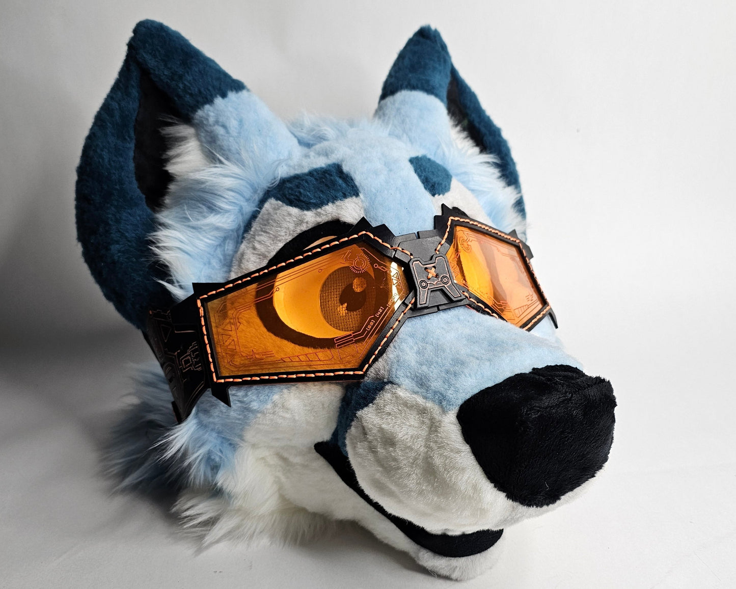 Blue UV Reactive Future Punk Cyber Goggles Visor for Furry Fursuit Head