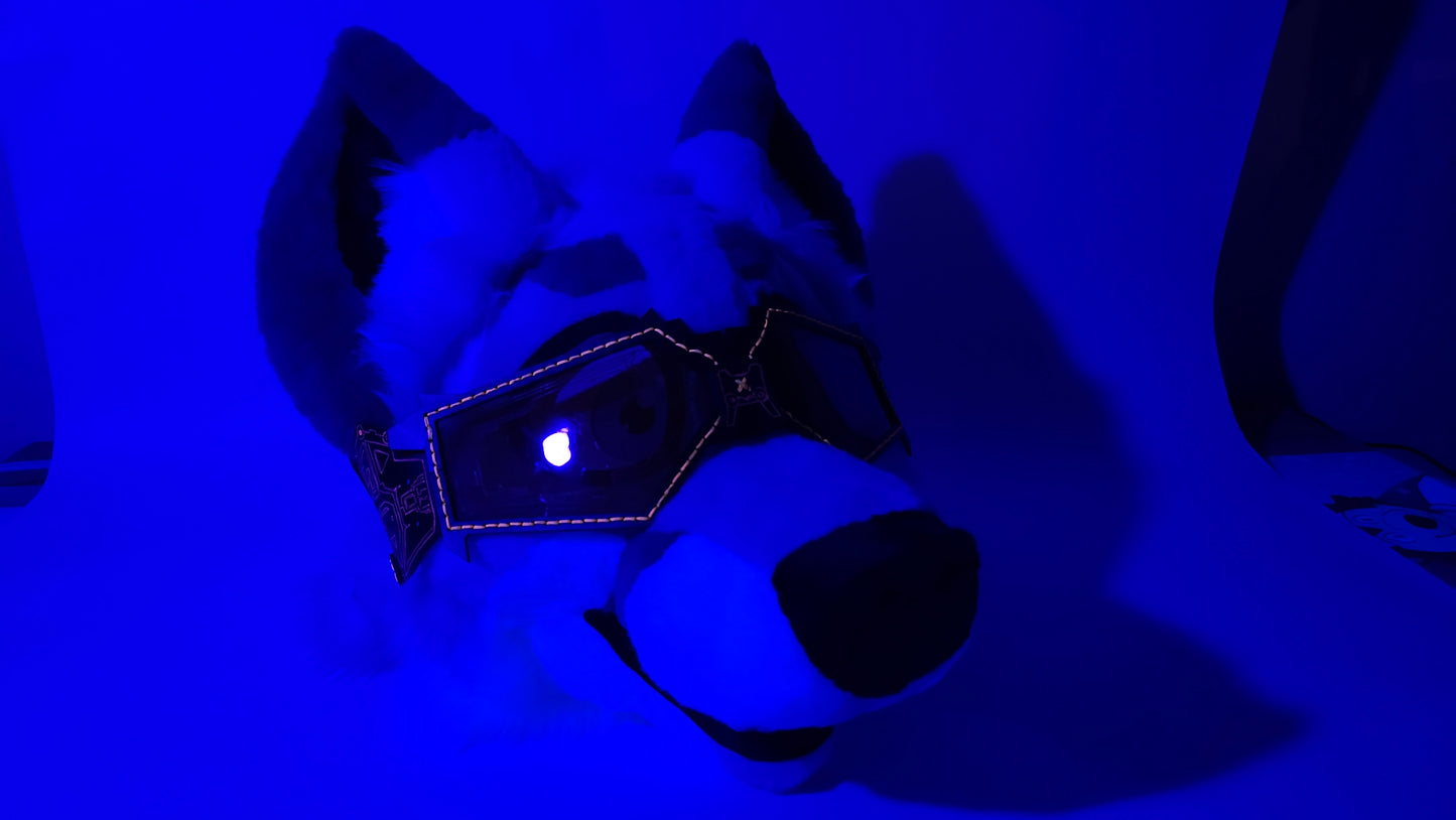 Blue UV Reactive Future Punk Cyber Goggles Visor for Furry Fursuit Head