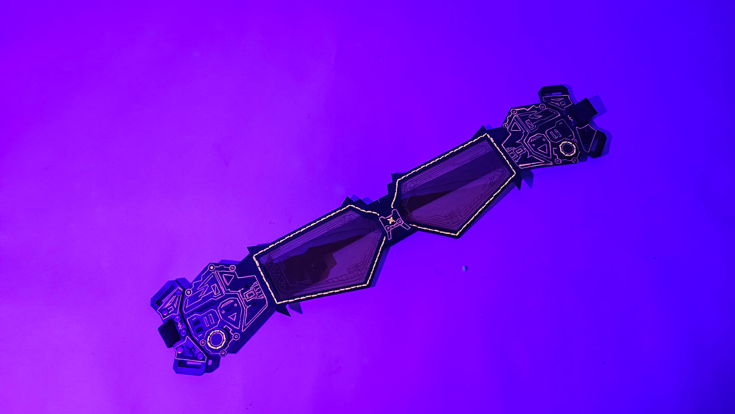 Orange UV Reactive Future Punk Cyber Goggles Visor for Furry Fursuit Head