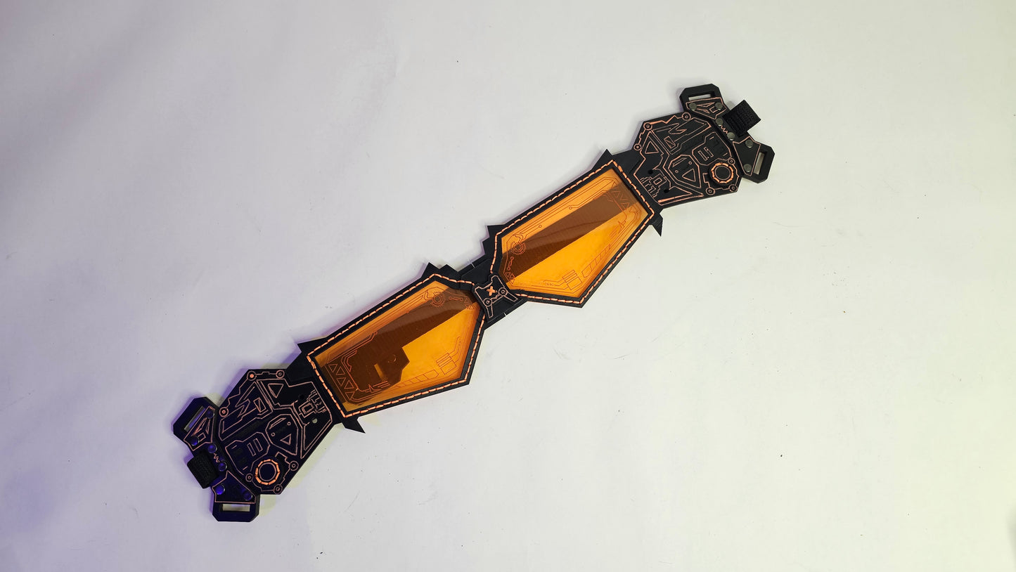 Orange UV Reactive Future Punk Cyber Goggles Visor for Furry Fursuit Head