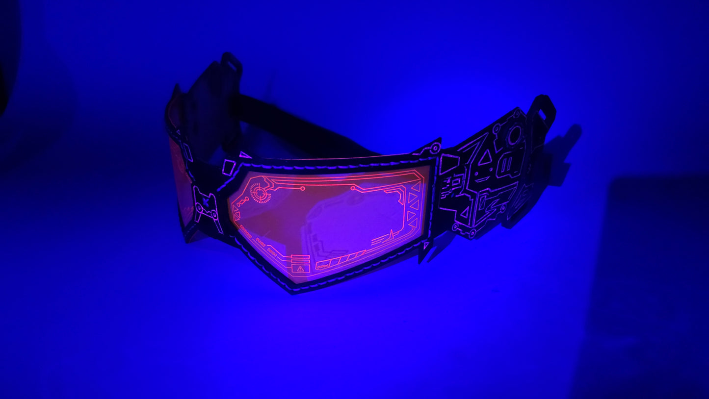 Pink UV Reactive Future Punk Cyber Goggles Visor for Furry Fursuit Head