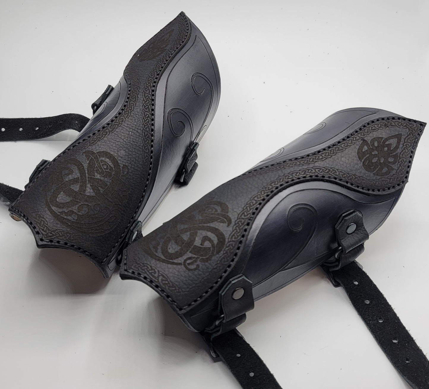 Leather Celtic Elf Elvin Bracers, Arm Guards Gauntlets