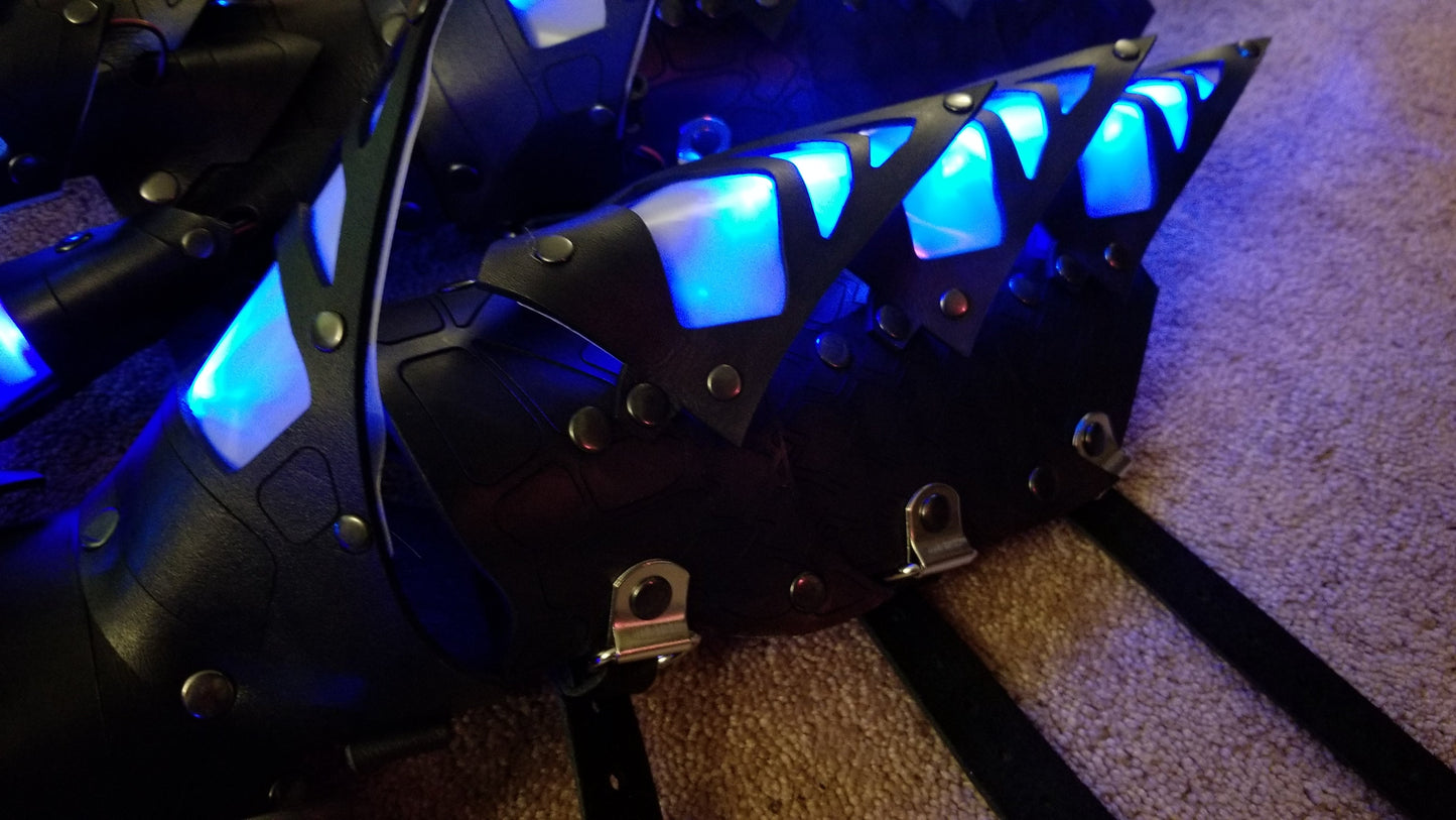 Dragon Leather Articulated Claws and Bracers with Glowing LEDs