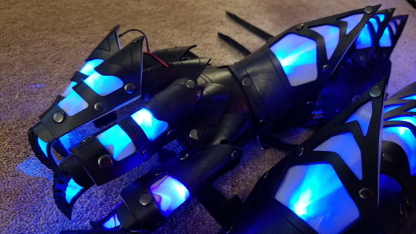 Dragon Leather Articulated Claws and Bracers with Glowing LEDs