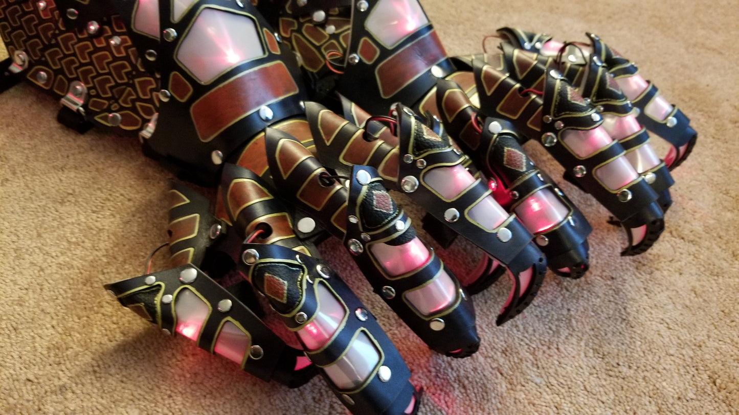 Red Dragon LED Leather Claws and Bracers COMBO SET