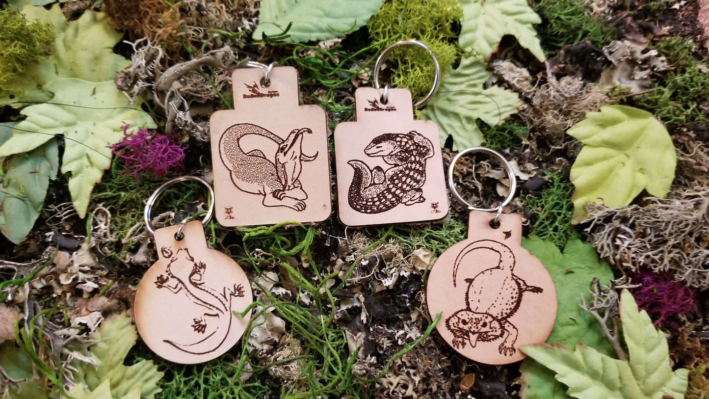 Leather Monitor Lizard, Bearded Dragon, Crested Gecko, and other Snakes, Monitors, Lizards, Amphibians, and Reptiles Keychains