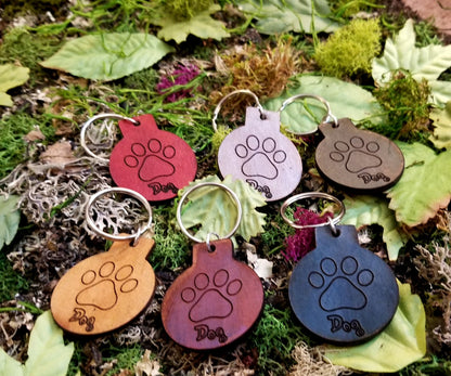 Animal Furry Paw Print Variety Leather Keychain Fob