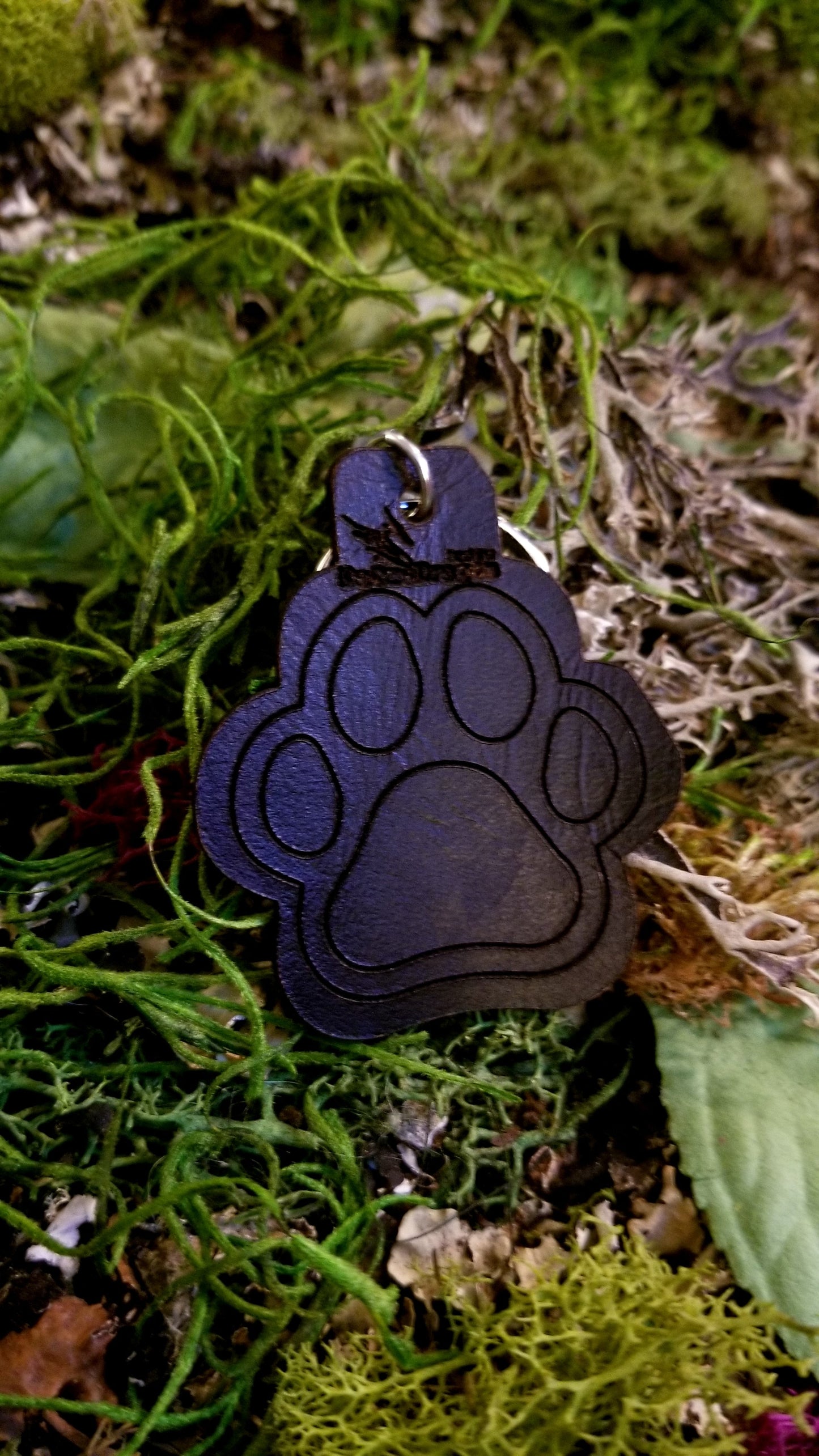 Various Leather Pawprint Keychains Fobs