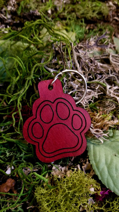 Various Leather Pawprint Keychains Fobs