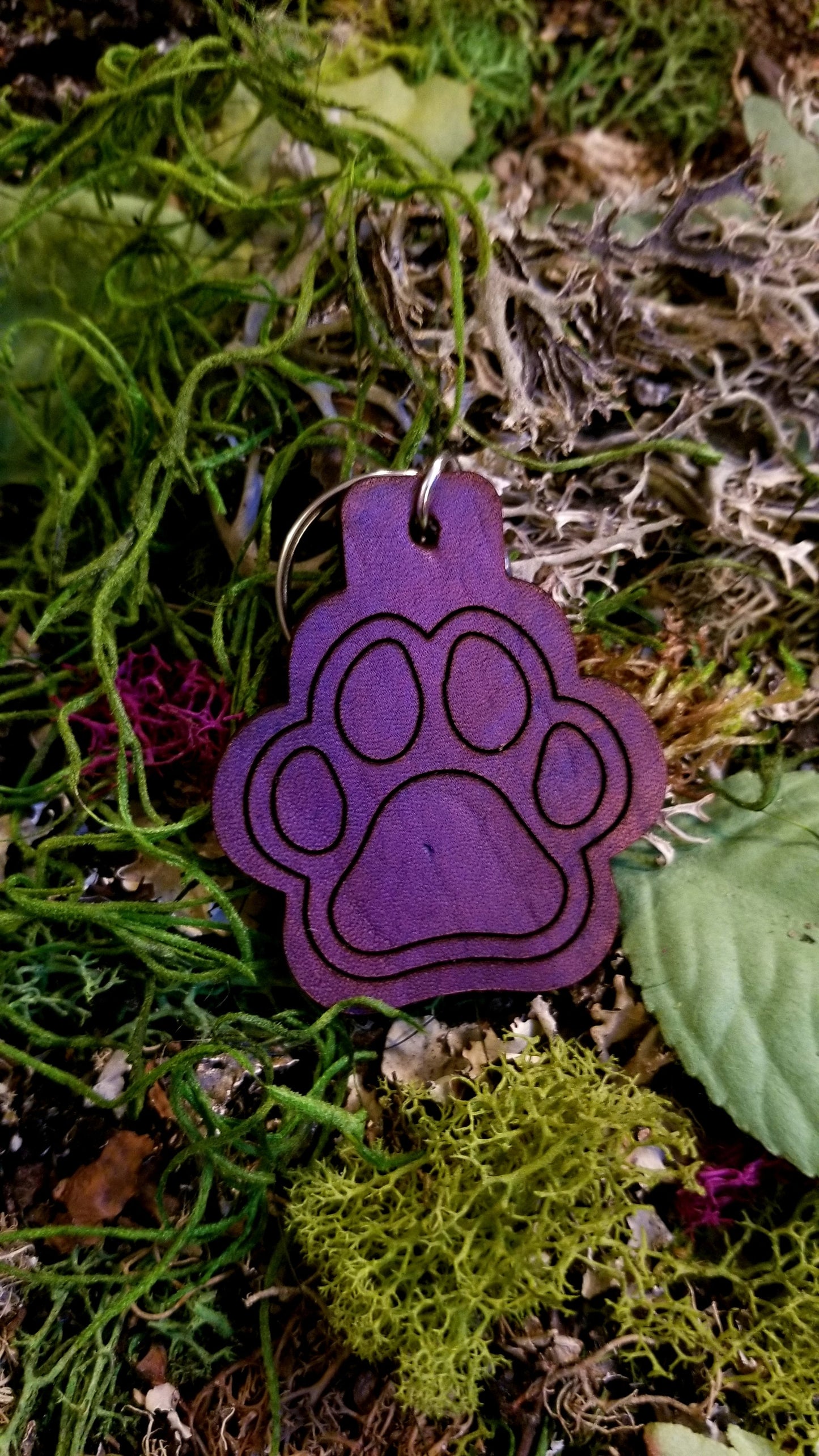 Various Leather Pawprint Keychains Fobs