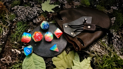 Small Celtic Dragon Leather Dice Bag GLOW in the DARK