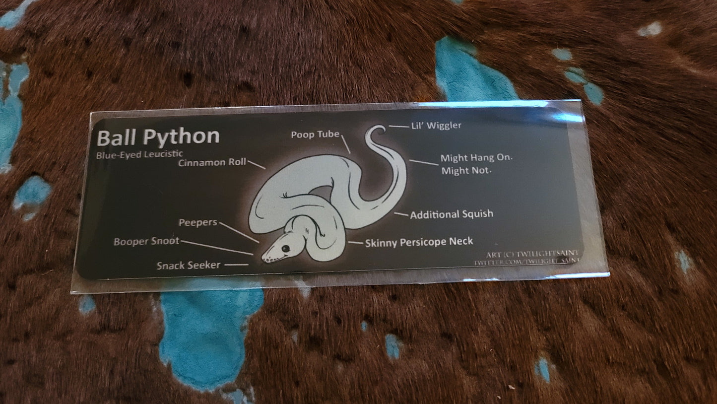 Metal Aluminum Bookmark Prints, Anatomy of a Ball Python