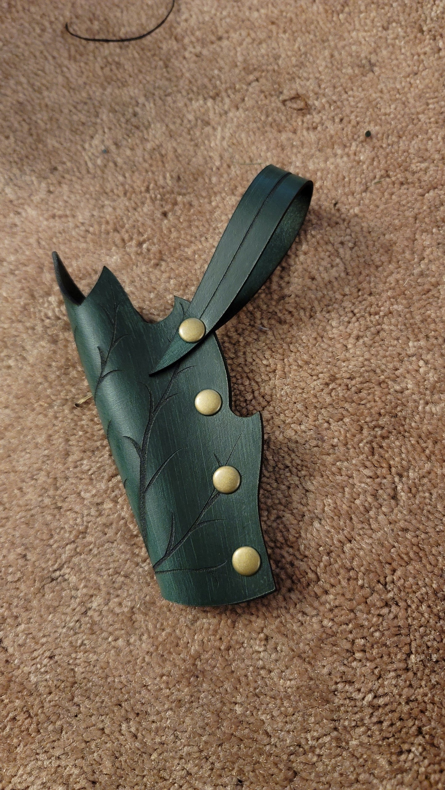 Small Leather Wand Holster Sheath, Elvin Elf Leaf Themed