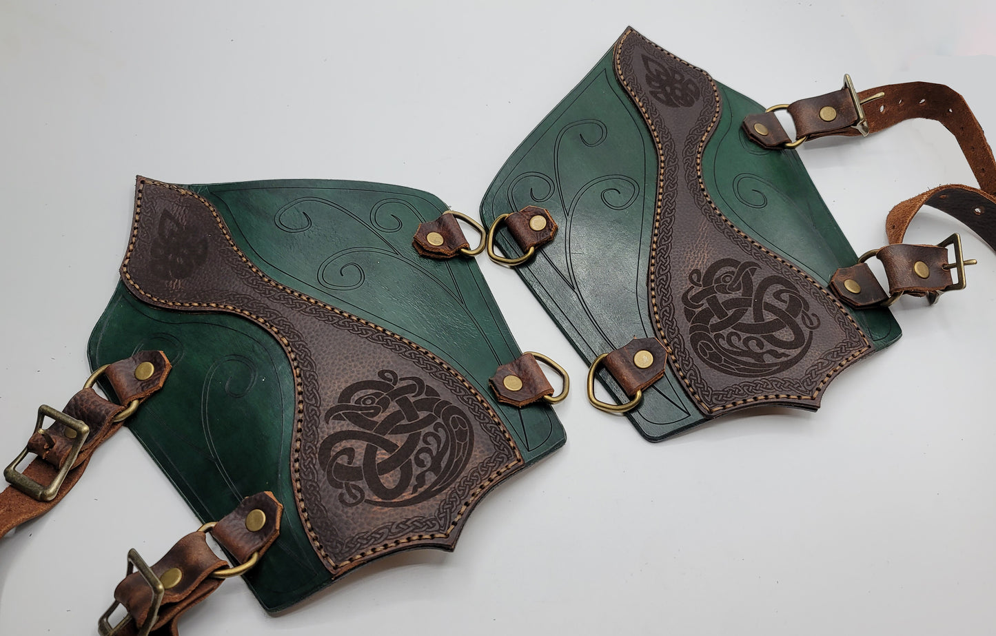 Leather Celtic Elf Elvin Bracers, Arm Guards Gauntlets