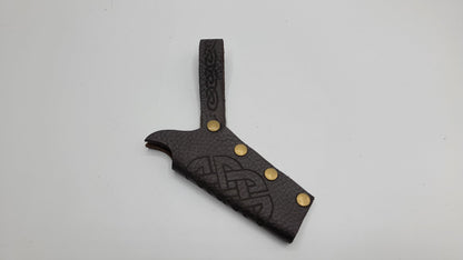 Small Leather Wand Holster Sheath - Celtic Knot Themed Holders Holsters